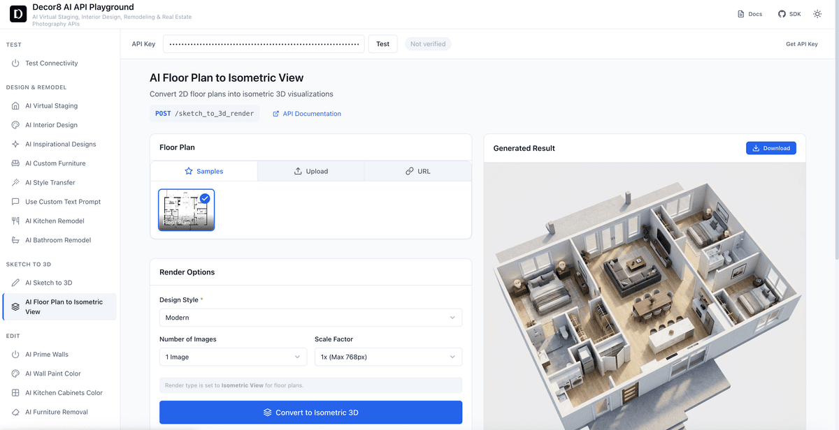 Floor Plan to 3D API