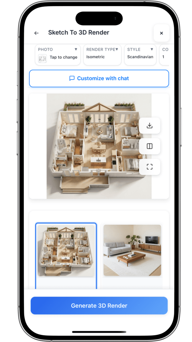 Sketch to 3D render on iPhone