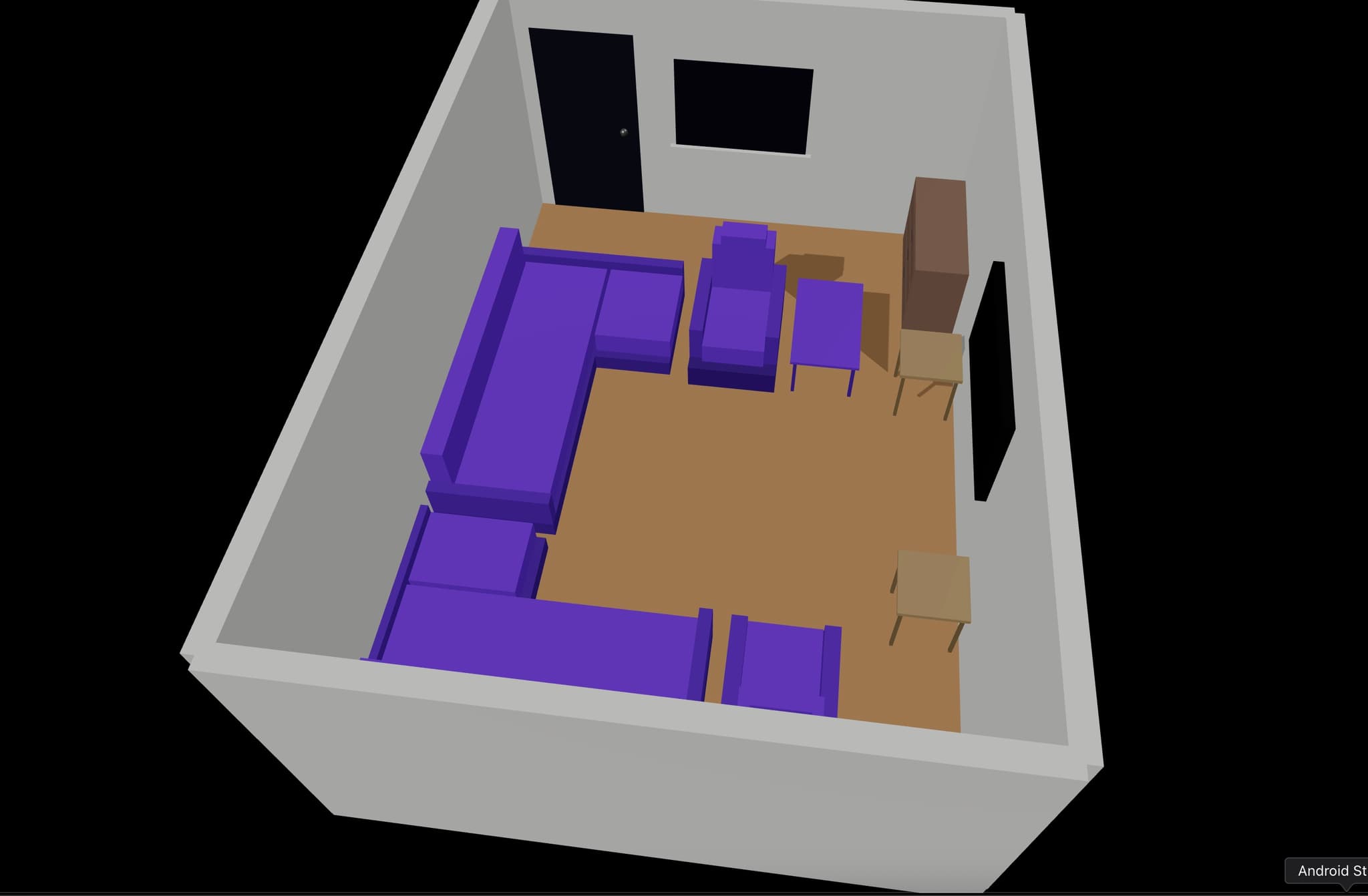 3D visualization of a furnished room