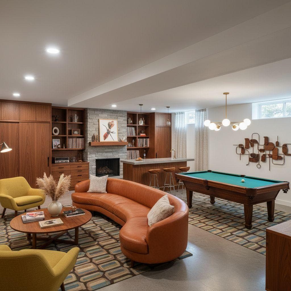 Mid-Century Modern Basement design