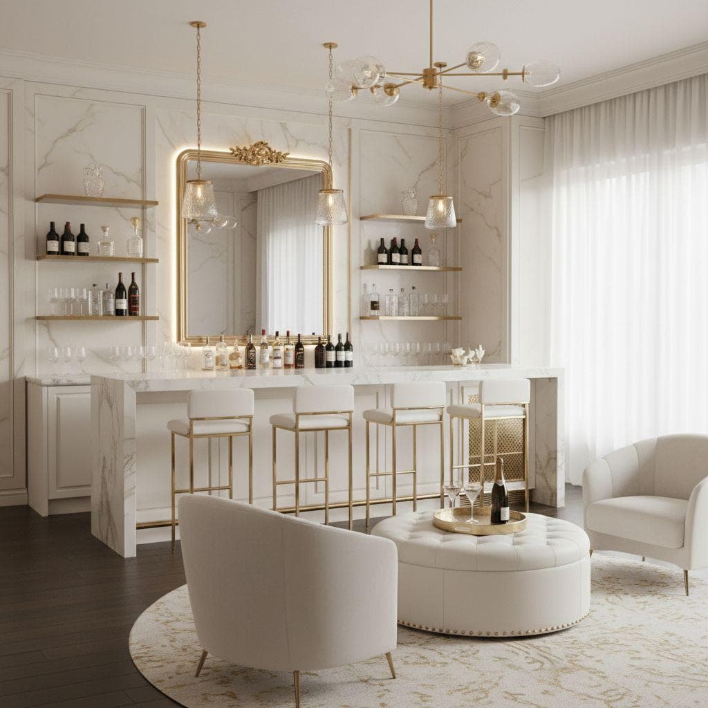 Modern Glam Home Bar design