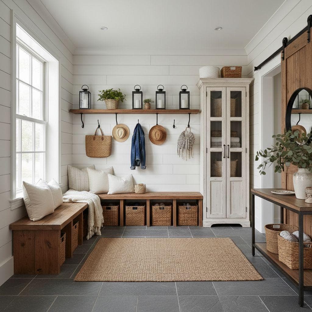 Modern Farmhouse Mudroom design