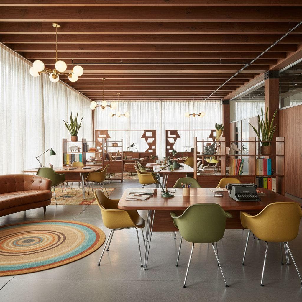 Mid-Century Modern Open Workspace design