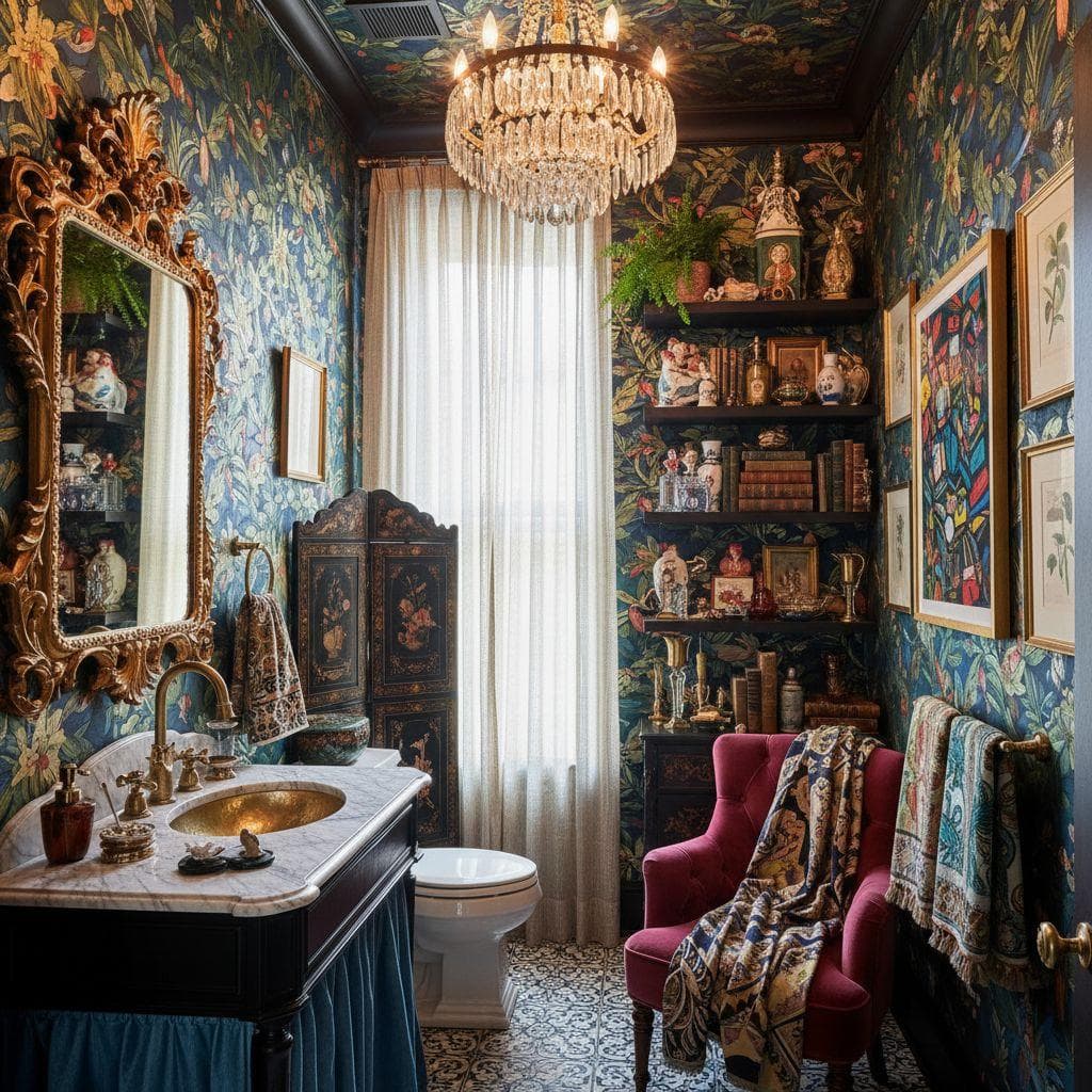 Maximalist Powder Room design
