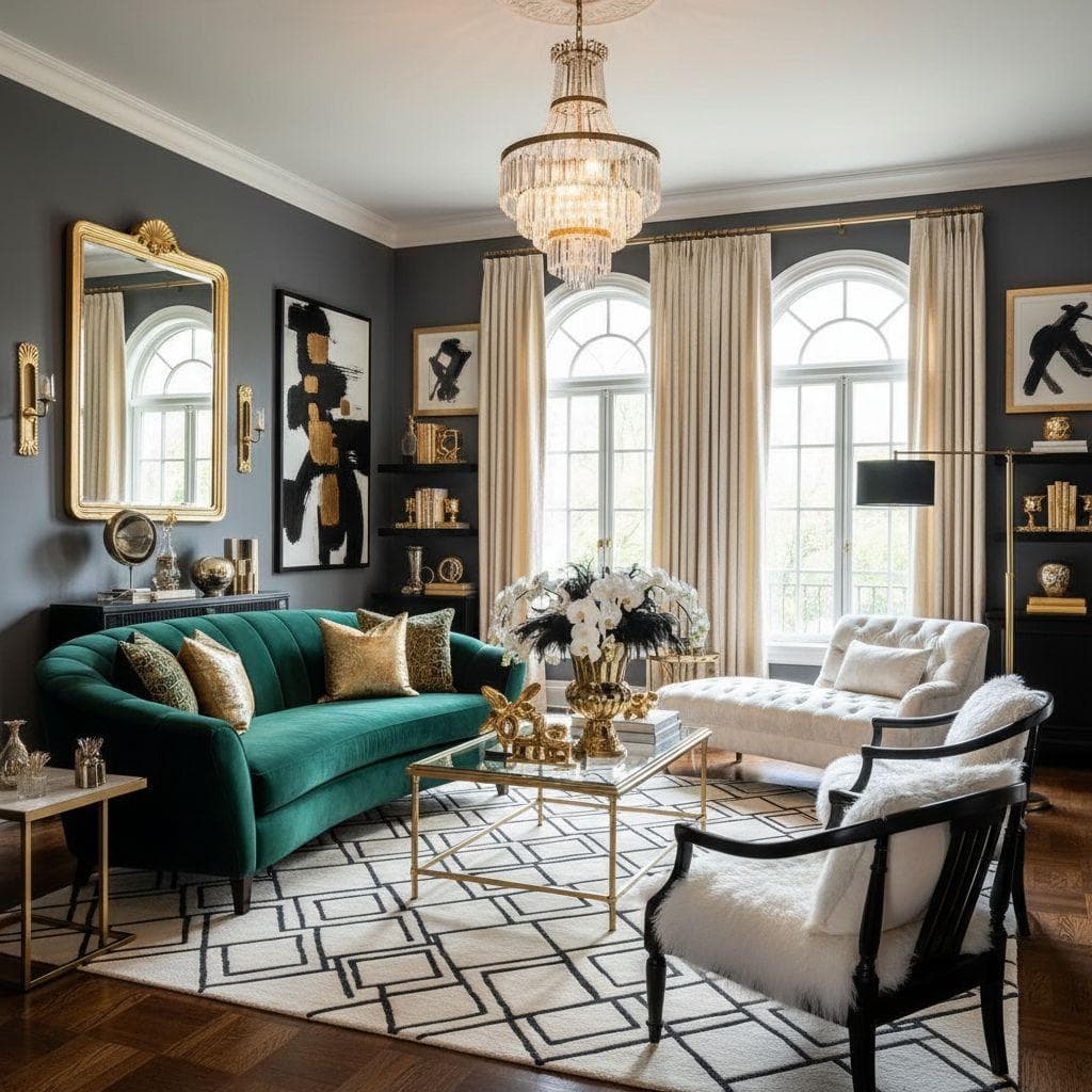 Hollywood Regency interior design style