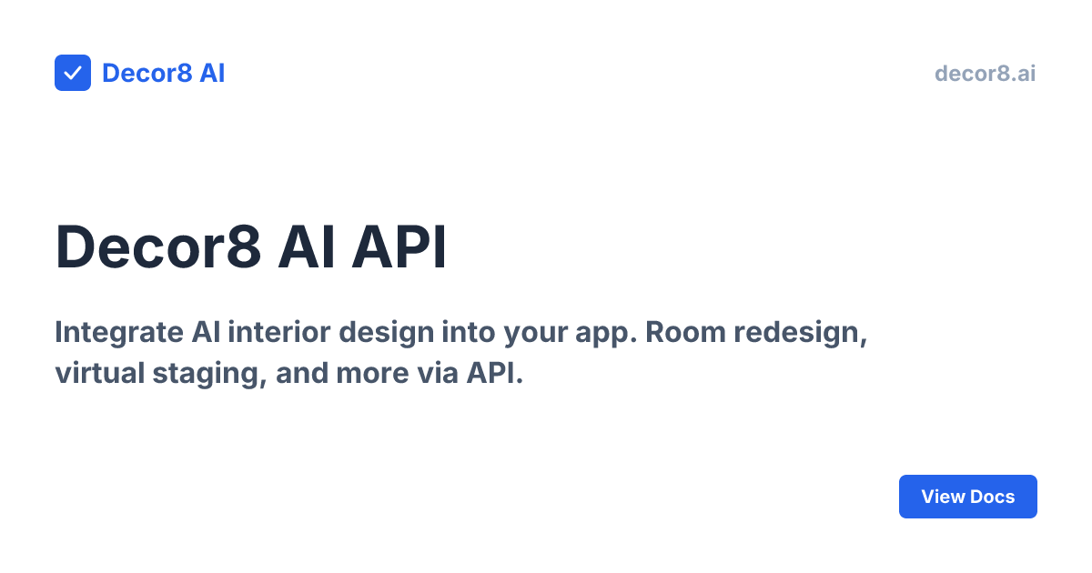 API for Developers | Decor8 AI | Decor8 AI