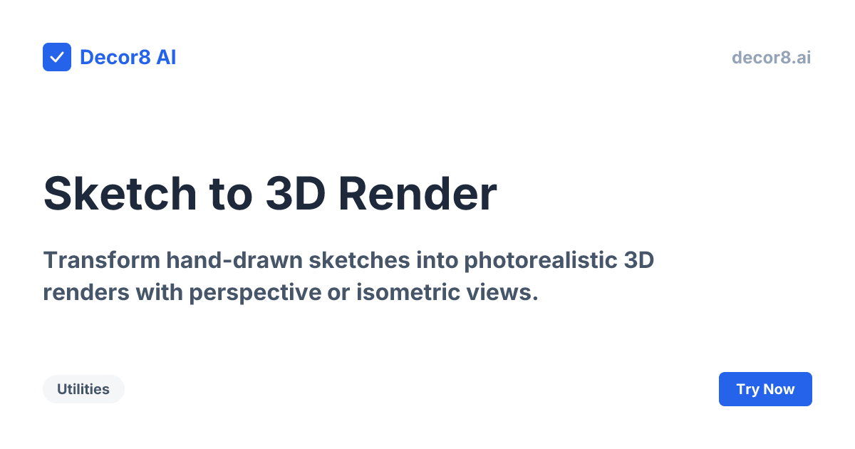 Sketch to 3D Render - AI Interior Design | Decor8 AI | Decor8 AI